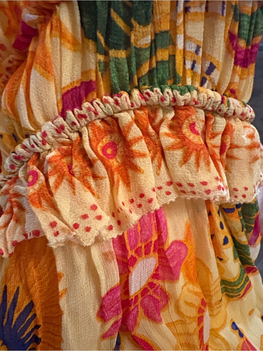 FARM RIO Tropical Print V-Neck Maxi Dress in Yellow - Picture 7 of 12